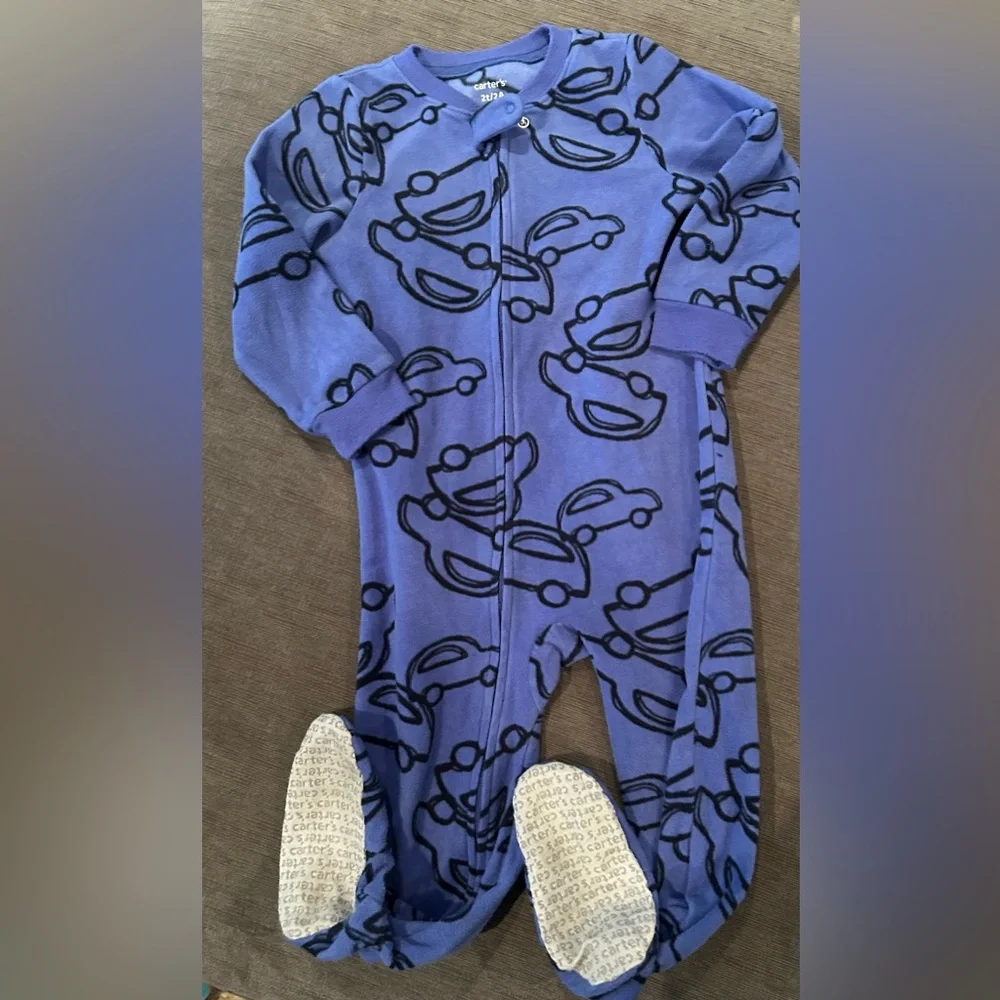 Carters Toddler boy Fleece Footie PJ 2T cars